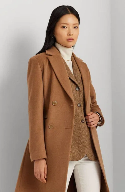 Ralph Lauren Women's Face-dawley Double-breasted Wool-blend Jacket In Brown