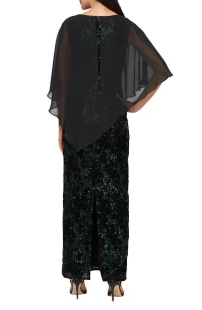 Sl Fashions Chiffon Capelet Sequin Gown