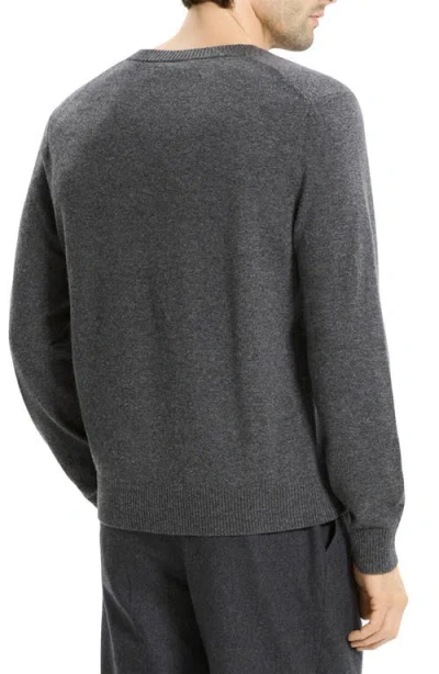 Theory Hilles Crew Sweater In Cashmere Charcoal Melange In Black