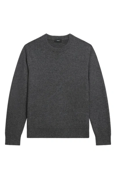 Theory Hilles Crew Sweater In Cashmere Charcoal Melange In Black