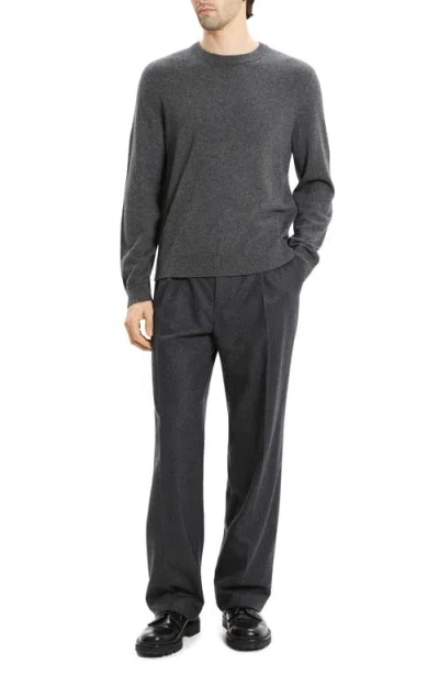 Theory Hilles Crew Sweater In Cashmere Charcoal Melange In Black