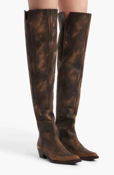 Khaite Clive Over The Knee Western Boot In Brown