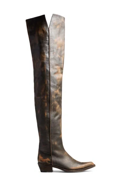 Khaite Clive Over The Knee Western Boot In Brown