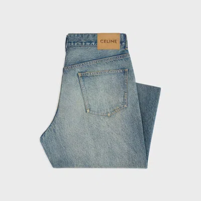 Celine Wide Leg Jeans In Cotton Denim In Blue