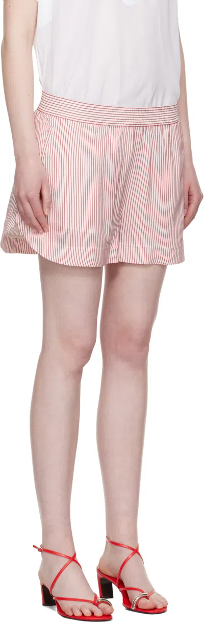Stella Mccartney Embroidered Striped Organic Silk Shorts In Pink