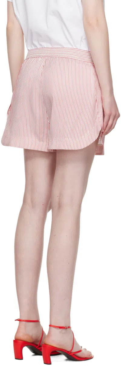 Stella Mccartney Embroidered Striped Organic Silk Shorts In Pink