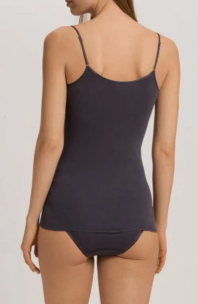 Hanro Cotton Seamless V-neck Spaghetti Camisole In Gray