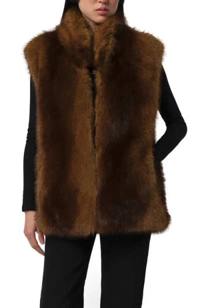 Apparis Laila Faux Mink Vest In Brown