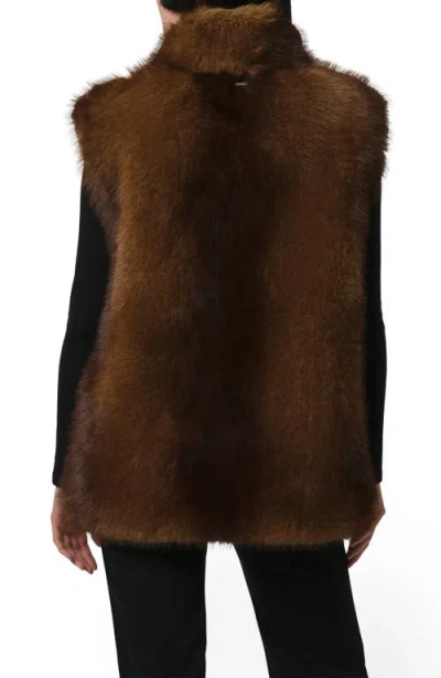 Apparis Laila Faux Mink Vest In Brown
