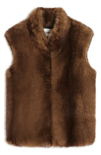 Apparis Laila Faux Mink Vest In Brown