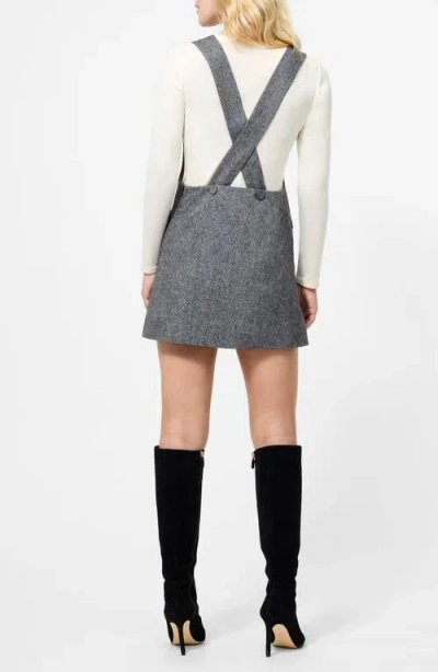 French Connection V-neck Wool Blend Apron Minidress In Gray