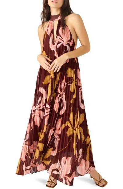 Steve Madden Maraya Floral Pleated Halter Neck Maxi Dress In Multi
