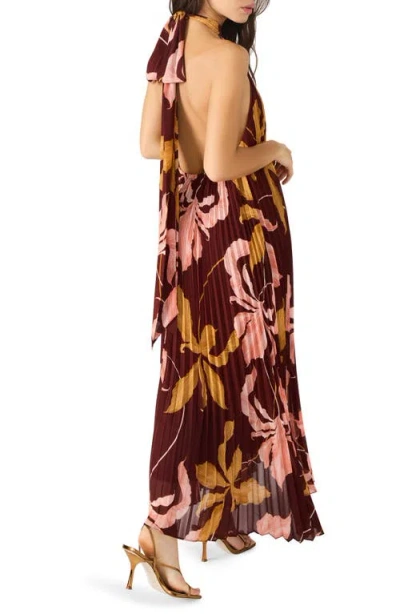 Steve Madden Maraya Floral Pleated Halter Neck Maxi Dress In Multi