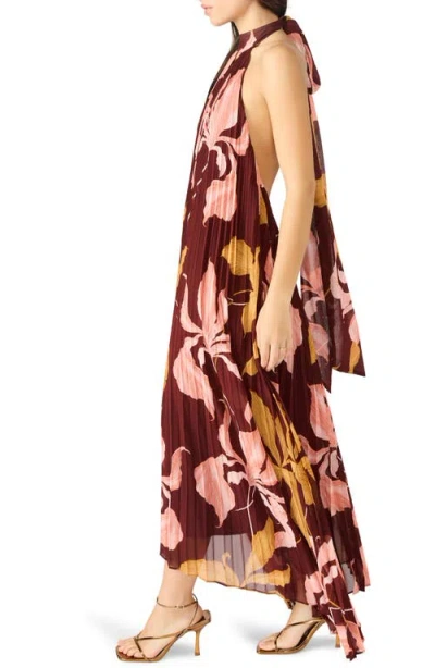 Steve Madden Maraya Floral Pleated Halter Neck Maxi Dress In Multi