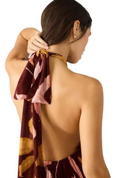 Steve Madden Maraya Floral Pleated Halter Neck Maxi Dress In Multi