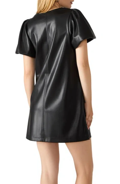 Steve Madden Tilly Faux Leather Minidress In Black