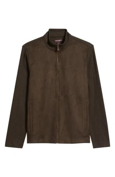 Johnston & Murphy Sueded Mixed Media Jacket In Brown