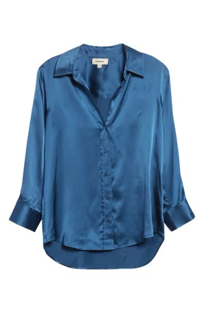 L'agence Dani Silk Charmeuse Blouse In Blue