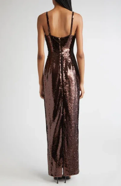 L'agence Karma Sequined Maxi Dress In Brown