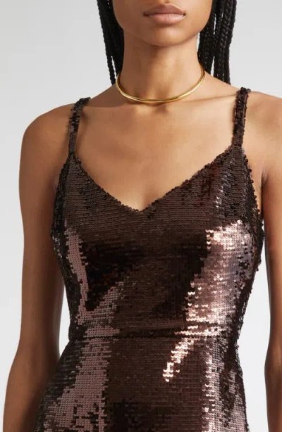 L'agence Karma Sequined Maxi Dress In Brown