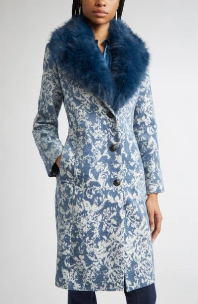 L'agence Laney Metallic Faux Fur Collar Coat In Multi