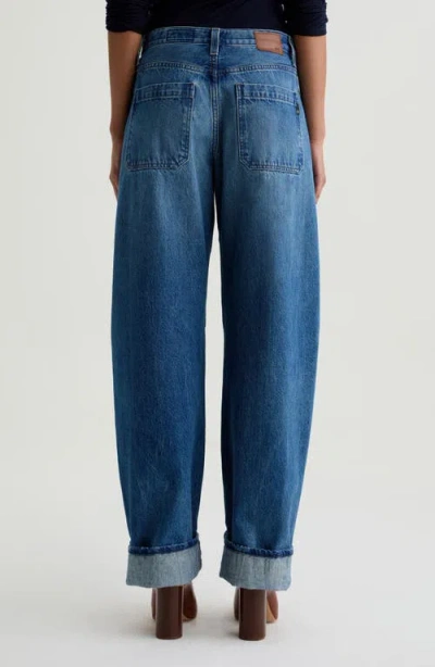Ag Mercer High Rise Cuffed Barrel Jeans In Nouveau In Blue