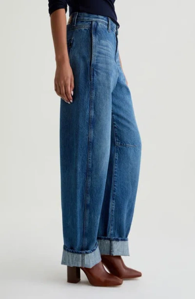 Ag Mercer High Rise Cuffed Barrel Jeans In Nouveau In Blue