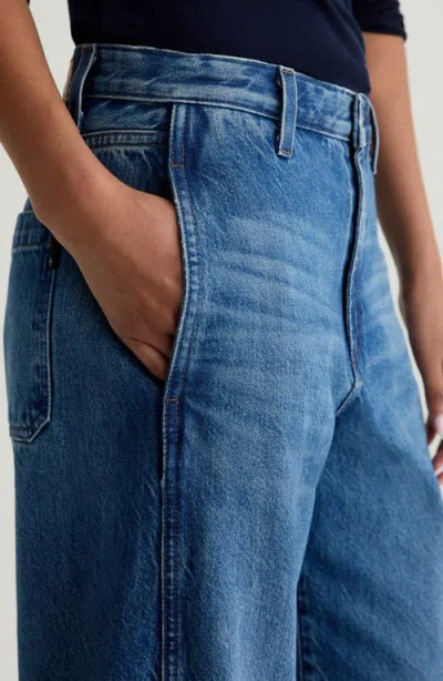 Ag Mercer High Rise Cuffed Barrel Jeans In Nouveau In Blue