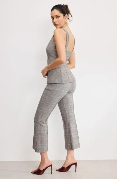 Good American Plaid Pull On Kick Flare Pants In Gray