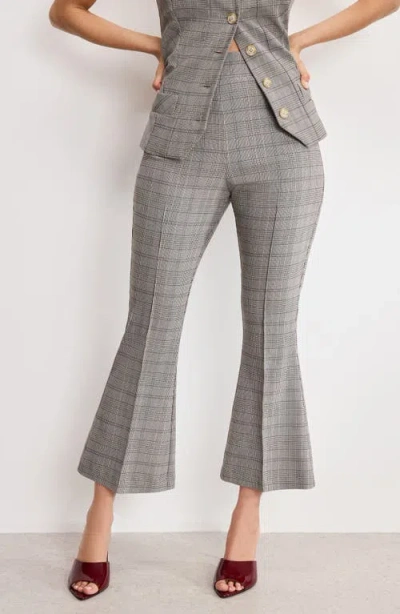 Good American Plaid Pull On Kick Flare Pants In Gray