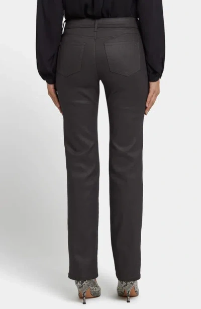 Nydj Marilyn Faux Leather High Rise Straight Jeans In Black In Brown