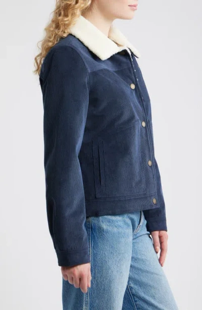 Pendleton Wind River Corduroy Trucker Jacket With Removable Fleece Collar In Blue