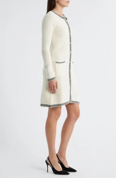 Zoe And Claire Long Sleeve Structured Midi Sweater Dress In Neutral