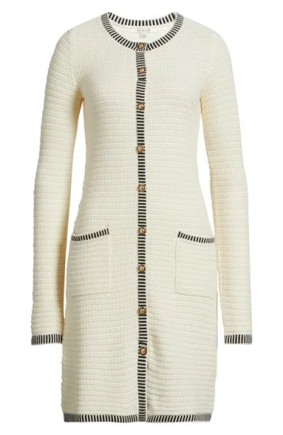 Zoe And Claire Long Sleeve Structured Midi Sweater Dress In Neutral