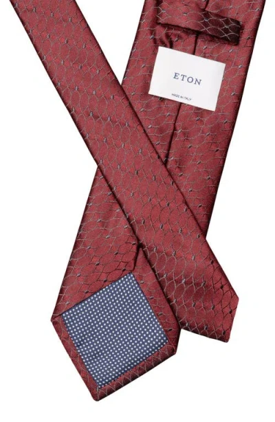Eton Burgundy Patterned Silk Jacquard Tie In Red