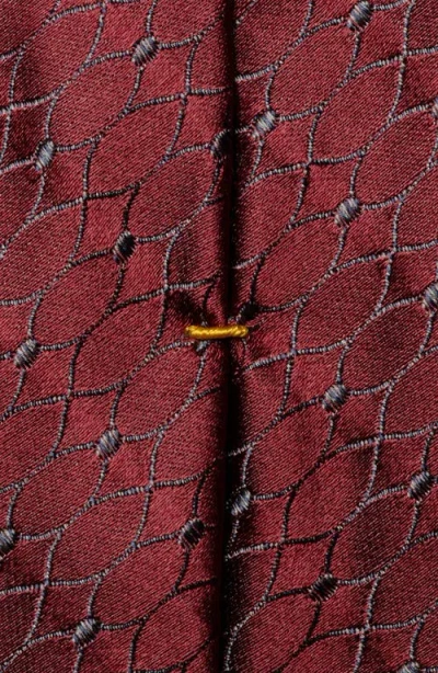 Eton Burgundy Patterned Silk Jacquard Tie In Red