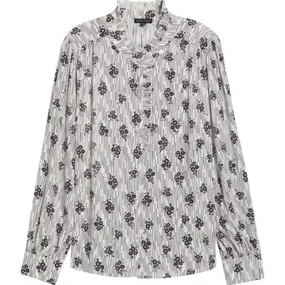 Universal Standard Endora Ruffle Trim Button-up Shirt In Multi