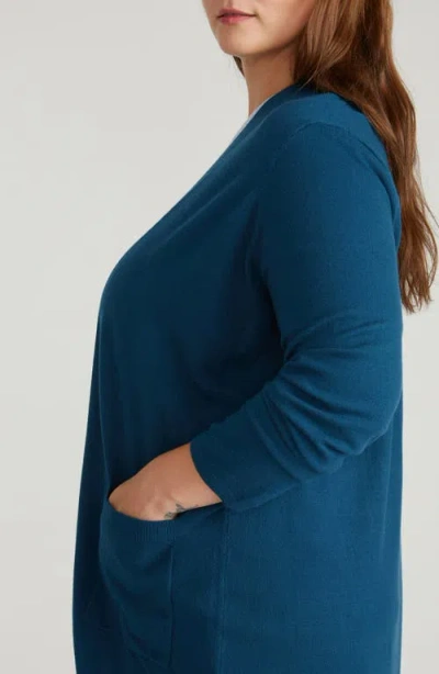 Universal Standard Long Open Front Cardigan In Blue