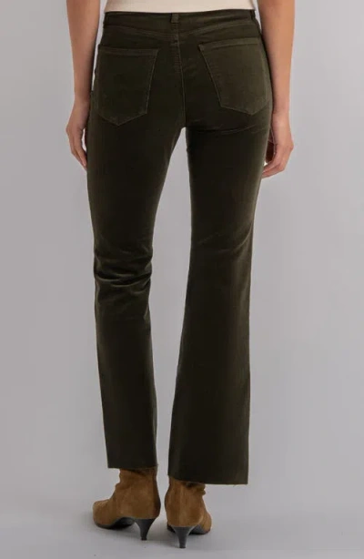 Kut From The Kloth Kelsey Fab Ab High Waist Raw Hem Ankle Kick Flare Corduroy Pants In Green