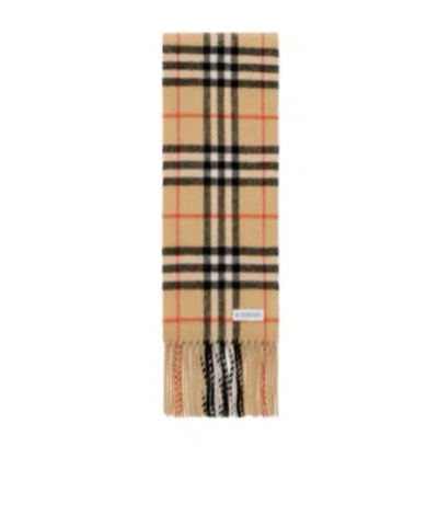 Burberry Womens Sand Check Cashmere Scarf In Brown