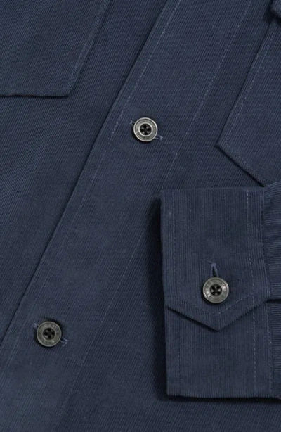 Reiss Mens Kai Twin-pocket Regular-fit Corduroy Overshirt Airforce Blue Xs In Blue