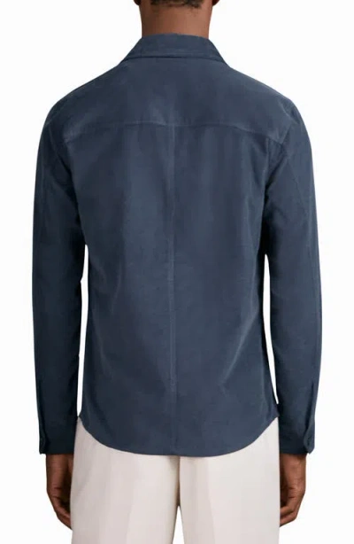 Reiss Mens Kai Twin-pocket Regular-fit Corduroy Overshirt Airforce Blue Xs In Blue