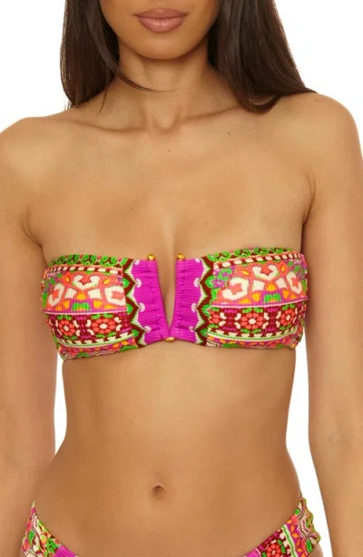 Bca By Rebecca Virtue Moroccan Tile V-wire Bandeau Bikini Top In Multi