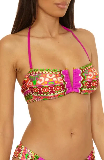 Bca By Rebecca Virtue Moroccan Tile V-wire Bandeau Bikini Top In Multi