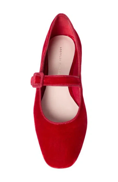 Loeffler Randall Ginger Velvet Mary Jane Ballerina Flats In Red
