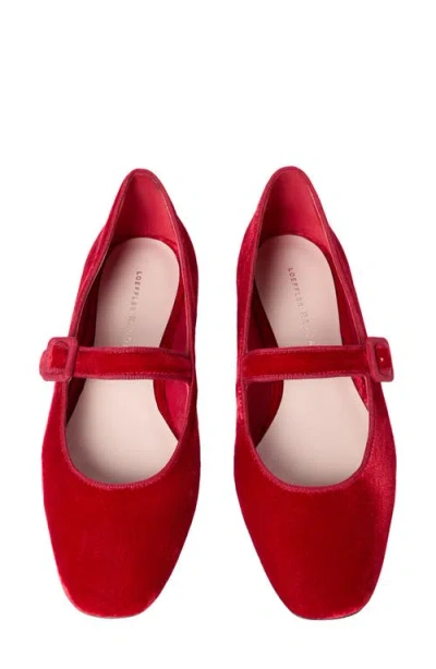 Loeffler Randall Ginger Velvet Mary Jane Ballerina Flats In Red