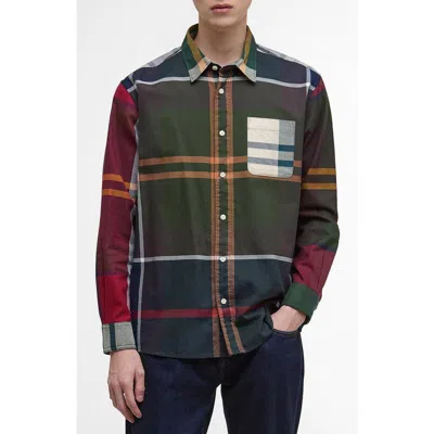 Barbour Oversize Patchwork Plaid Cotton Twill Button-down Shirt In Multi
