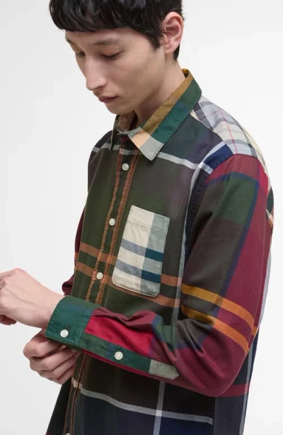 Barbour Oversize Patchwork Plaid Cotton Twill Button-down Shirt In Multi