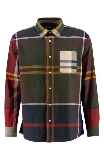 Barbour Oversize Patchwork Plaid Cotton Twill Button-down Shirt In Multi