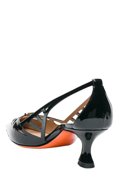 Santoni 55mm Cutout Patent Leather Pumps In Black